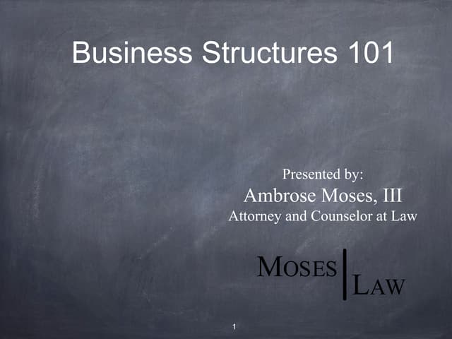 Legal Business Structures 101 