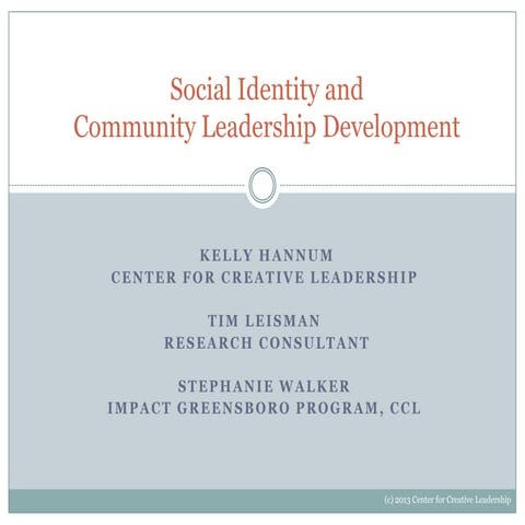 Making Social Identity Part of Community Leadership Development