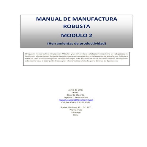 2013, Manual de manufactura robusta, modulo 1, r04.1 | PDF