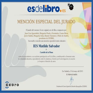 2013 Mencion Especial ESDELIBRO IES...