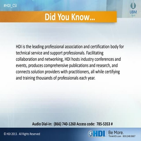 September 2013 HDI CSI Service Presentation