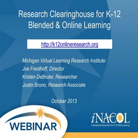 iNACOL Research In Review Webinar: Blended and Online Learning Clearinghouse