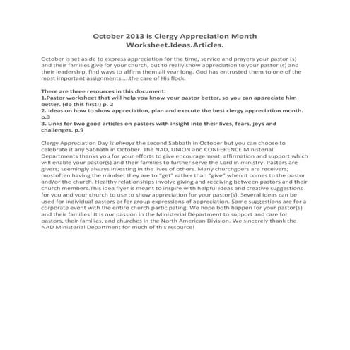 2013 october clergy appreciation month