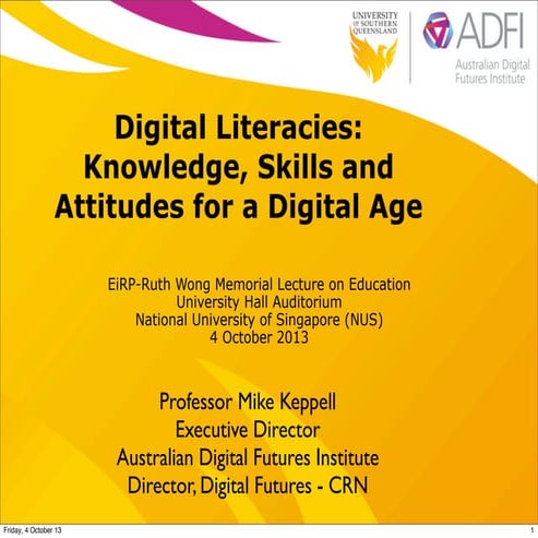 Digital Literacies: Knowledge, Skills and Attitudes for a Digital Age - Ruth ...