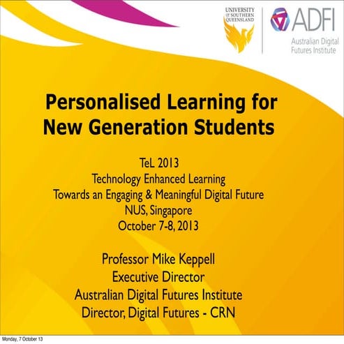 Keynote: Personalised Learning for New Generation Students