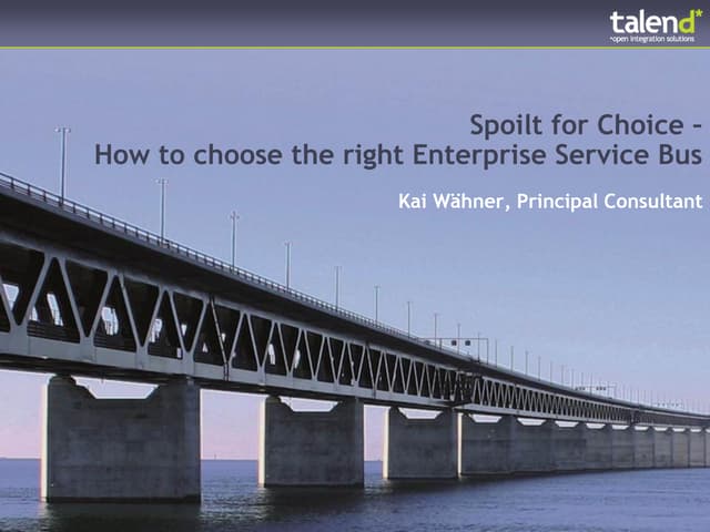 Spoilt for Choice: How to Choose the Right Enterprise Service Bus (ESB)?