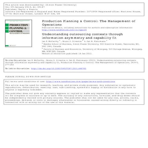 Understanding outsourcing contexts through information asymmetry and capabili...