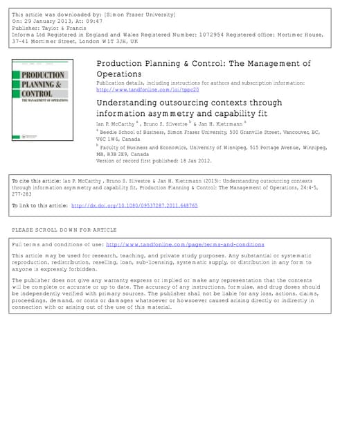 Understanding outsourcing contexts through information asymmetry and capabili...