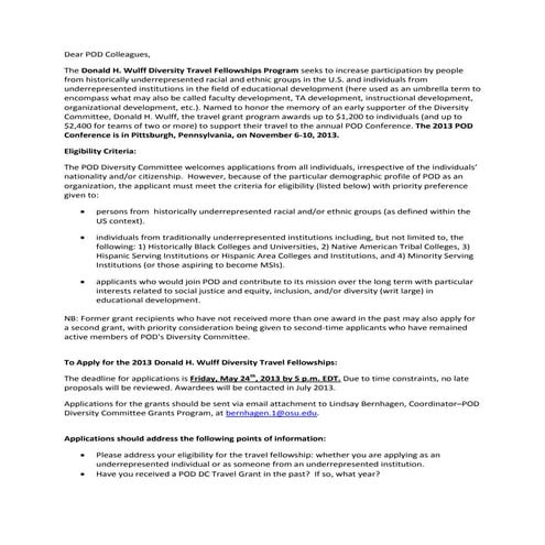 2013 pod travel fellowship announcement final