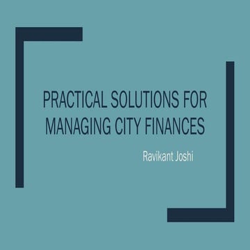Practical Solutions for Managing City Finances