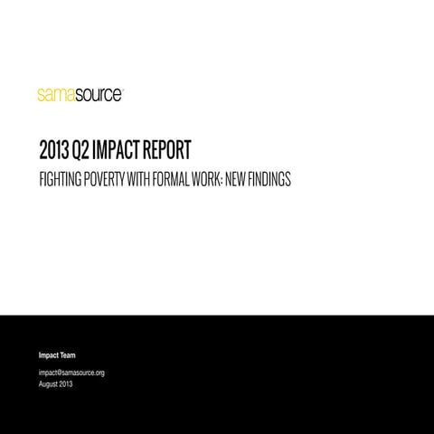 2013 Q2 Impact Report: Our Workers Thrive After Experience in the Formal Economy