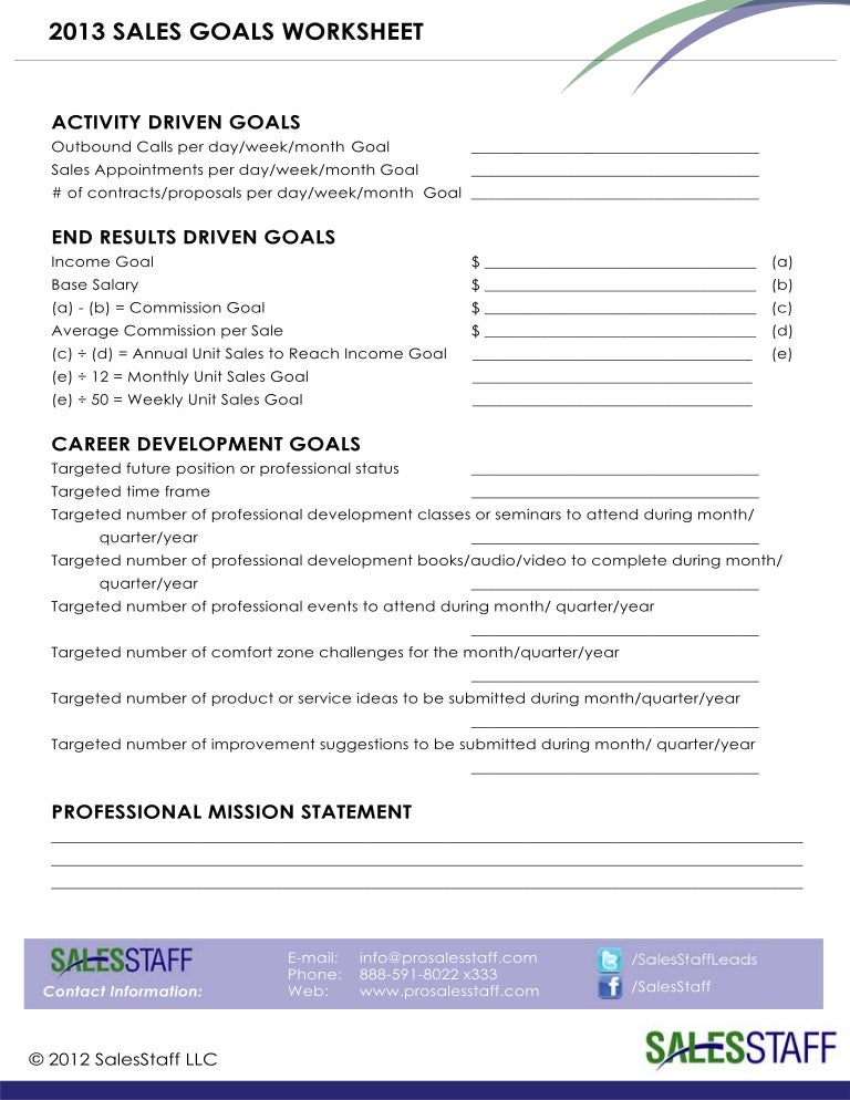 b2b sales goals worksheet sales worksheet template