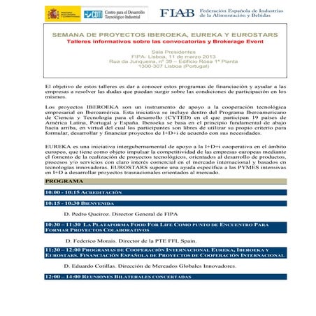 2013 Semana de proyectos de colaborativos fiab - cdti (fipa
