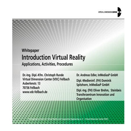Introduction Virtual Reality: VDC-Whitepaper | PPT