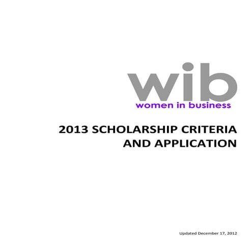 2013 wib scholarship criteria application
