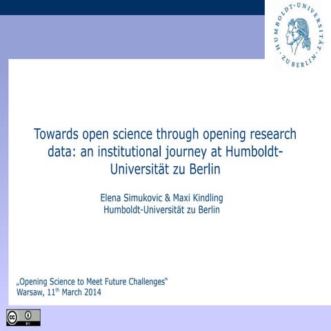 Towards open science through opening research data: an institutional journey ...