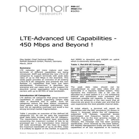 Future LTE-A UE Capabilities - 450 Mbps and Beyond 