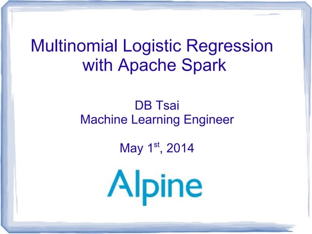 Multinomial Logistic Regression with Apache Spark