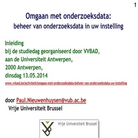 Paul Nieuwenhuysen inleiding data management