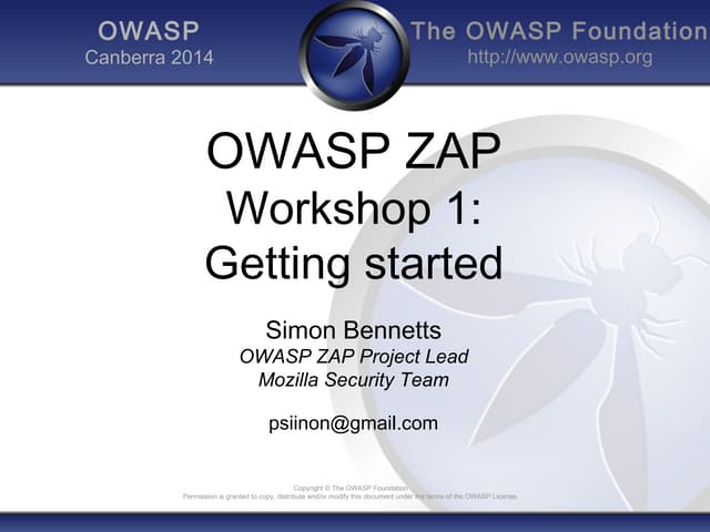 2014 ZAP Workshop 1: Getting Started