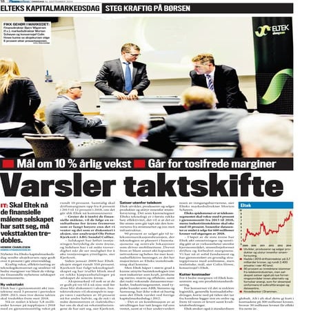 Eltek varsler taktskifte