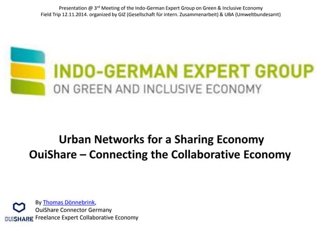 Urban Networks for a Sharing Economy 