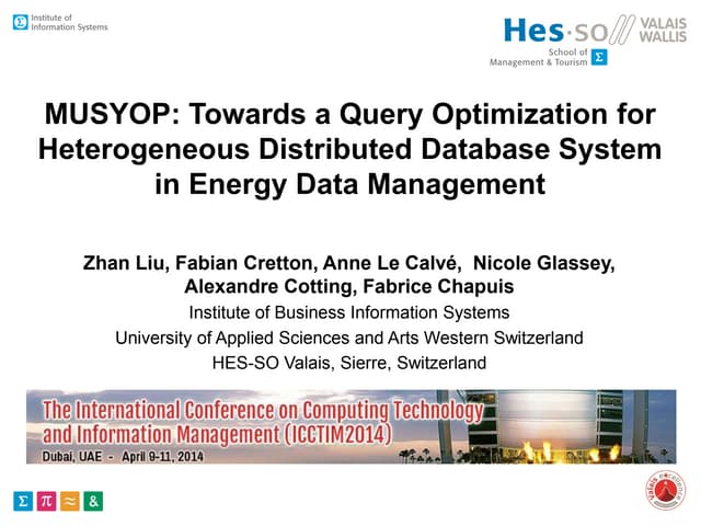 MUSYOP: Towards a Query Optimization for Heterogeneous Distributed Database S...
