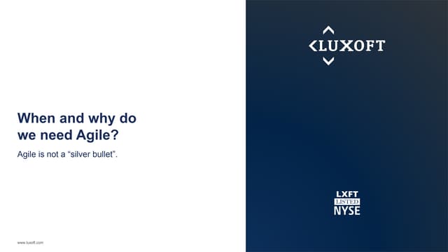 When and why do we need agile 
