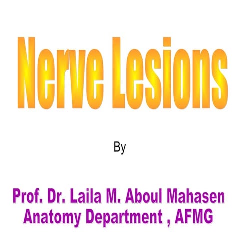 Nerve Lesions of Upper Limb .Prof. Laila M.Aboul Mahasen Morsy