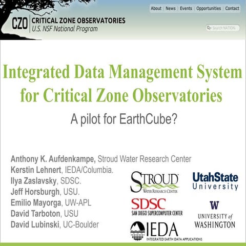 AHM 2014: Integrated Data Management System for Critical Zone Observatories
