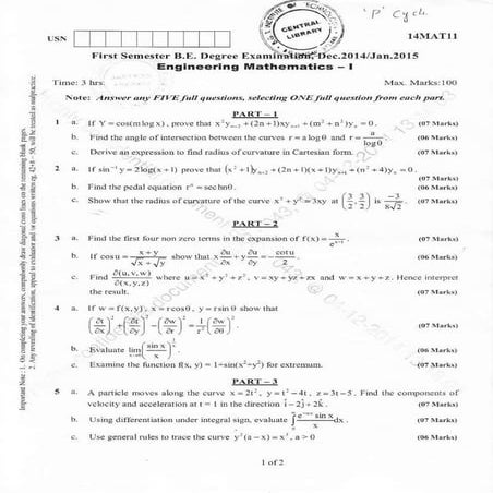 1st and 2and Semester Physics Stream (2014-December) Question Papers