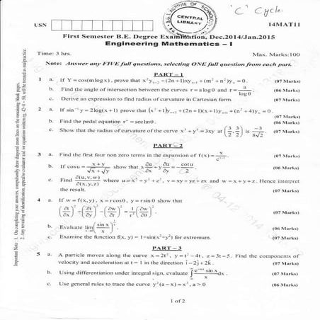 1st and 2and Semester Chemistry Stream (2014-December; January) Question Papers