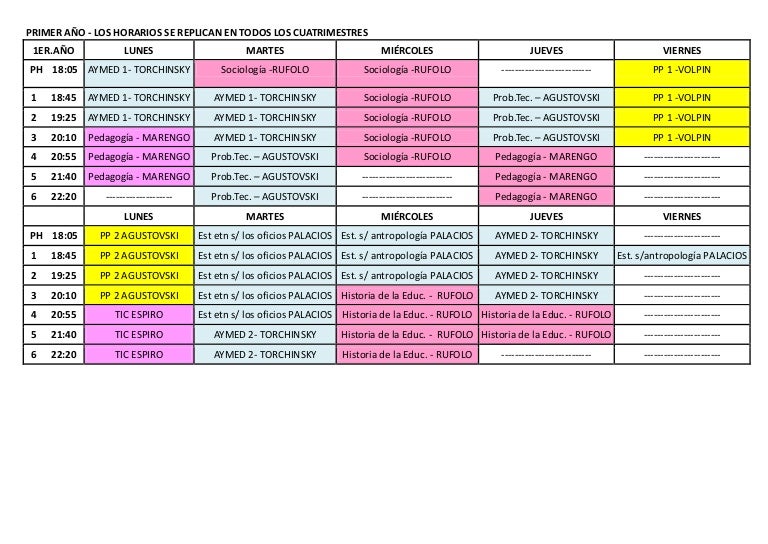 2014 Nuevos Horarios