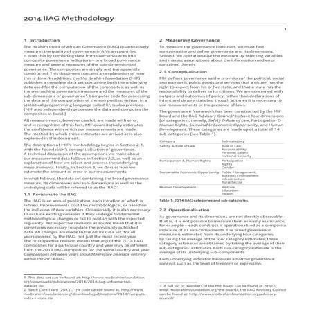 The Ibrahim Index of African Governance (IIAG) Methodology