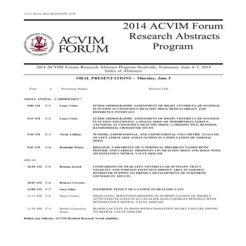 2014 Journal of Veterinary Internal Medicine pdf