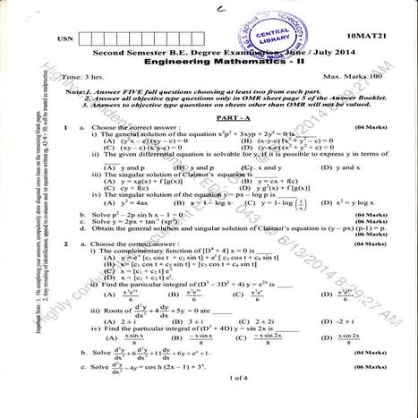 1st and 2and Semester Chemistry Stream (2014-December) Question Papers