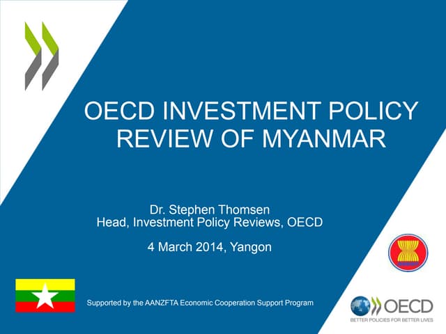 Key findings - Stephen Thomsen - Launch of the OECD Investment Policy Review of Myanmar