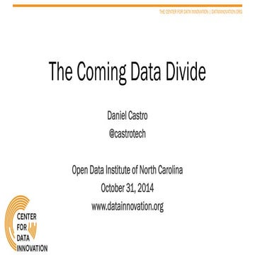 Friday Lunchtime Lecture - The Coming Data Divide