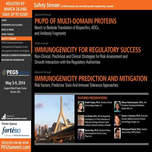 PK/PD and Immunogenicity Conferences, May 2014, Boston, MA - part of PEGS