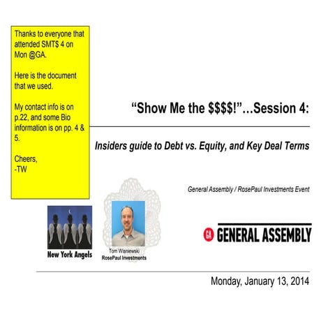 Show Me the Money:  Converible Debt Vs. Preferred Equity for Seed Fundraising 