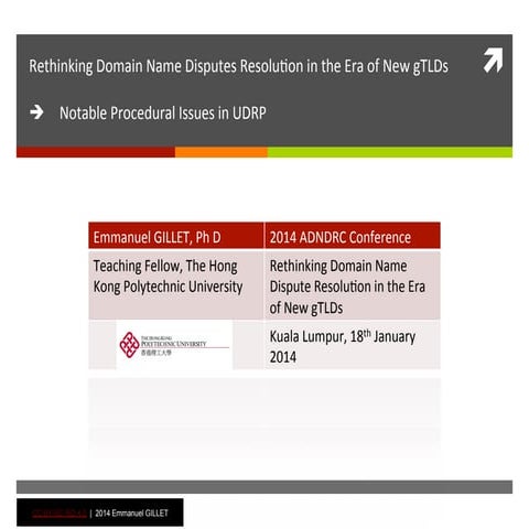 2014 01 18 Rethinking the Domain Name Dispute Resolution in the Era of New gTLDs