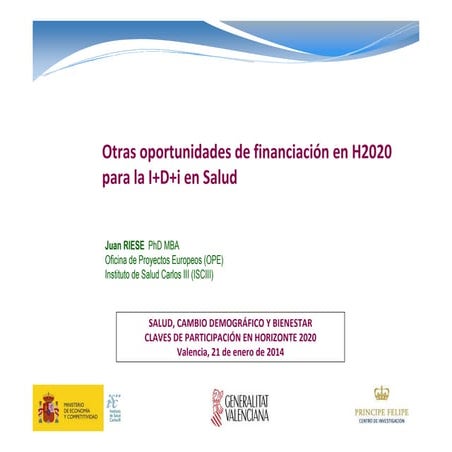 20140121_Infoday regional H2020_Salud_Juan Riese