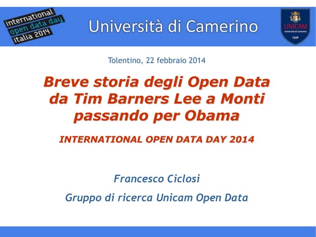 International Open Data Day 2014 Marche by Unicam - Presentazione di Francesc...