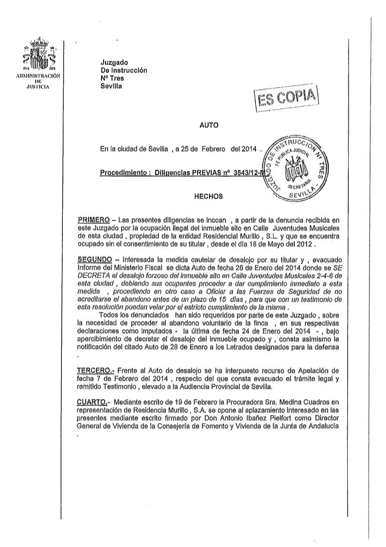 Auto judicial desalojo de la Corrala Utopia