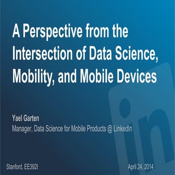 A Perspective from the intersection Data Science, Mobility, and Mobile Devices