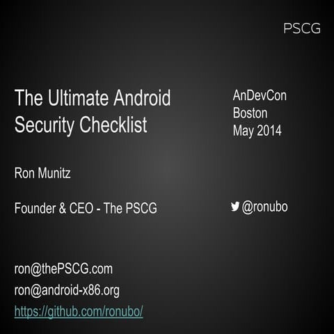 The Ultimate Android Security Checklist (AnDevCon Boston 2014)