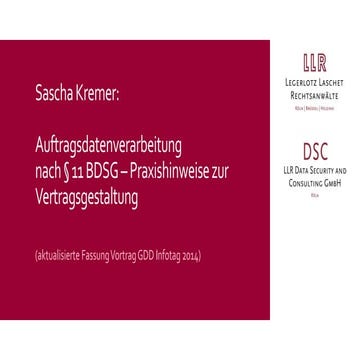 Auftragsdatenverarbeitung in der Praxis - Hinweise zur Vertragsgestaltung