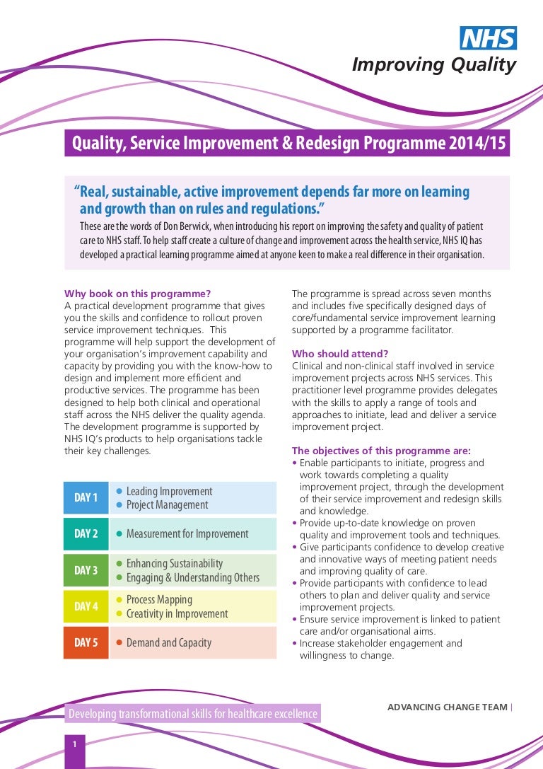 Quality, Service Improvement & Redesign Programme