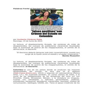 Palabras frente al fascismo en Colo...