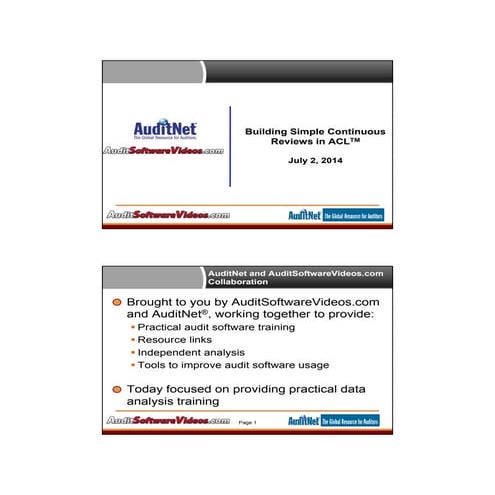 Building Simple Continuous Reviews in ACL